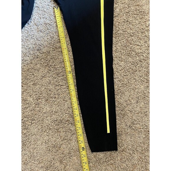 ZYIA Black Neon Tape Luxe Hi-Rise Leggings Yellow Size 6-8 Stripe Ankle Exercise - Picture 10 of 10
